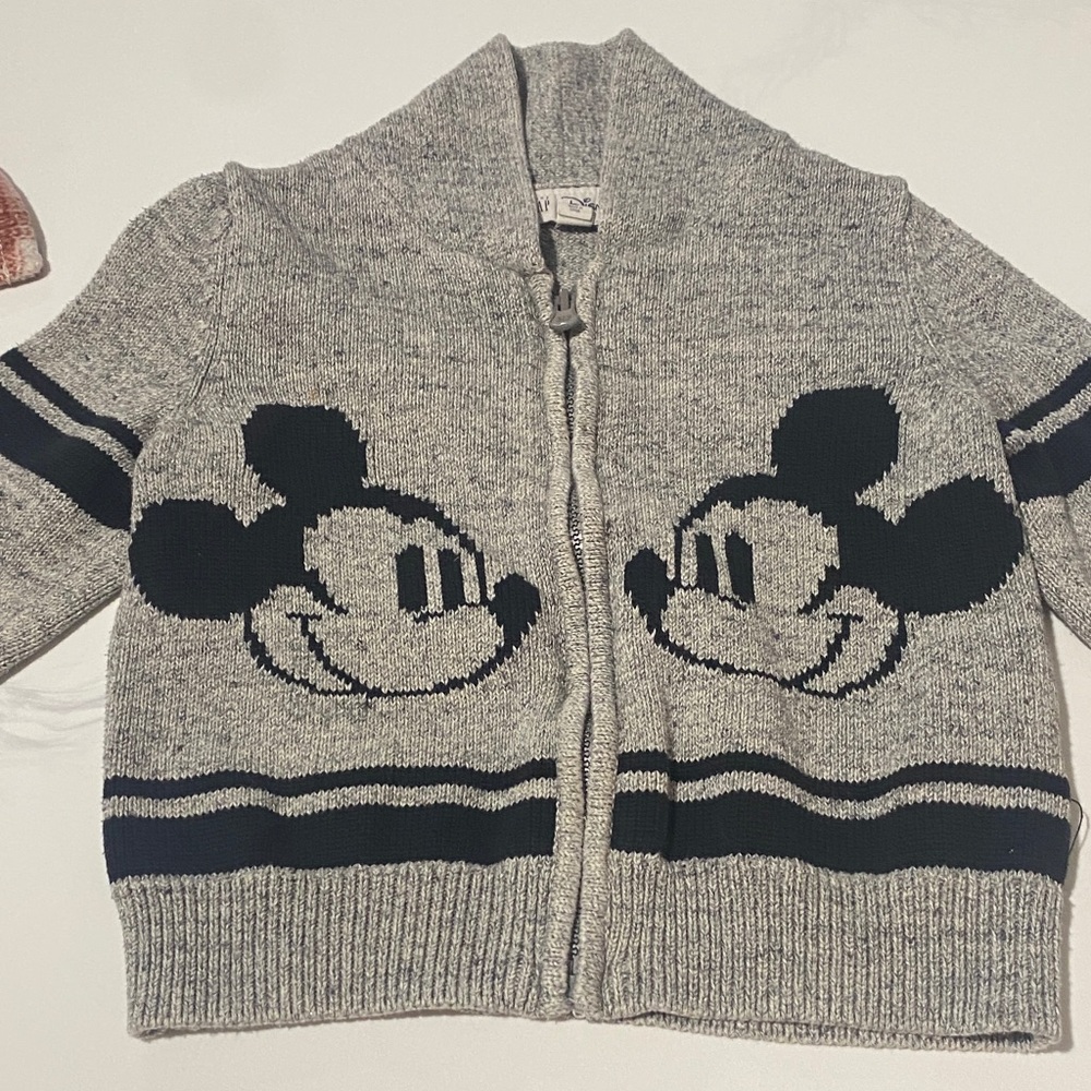 GAP Gray Kids Cardigan with Mickey Mouse Design